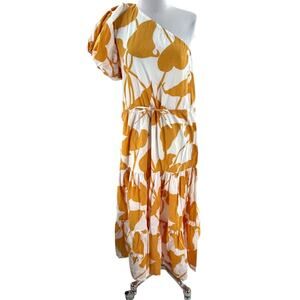 SWF Floral One-Shoulder Puff Sleeve Maxi Dress Sz XS